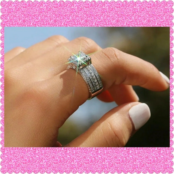 💥SALE💥14K White Gold Princess Cut - Picture 2 of 2